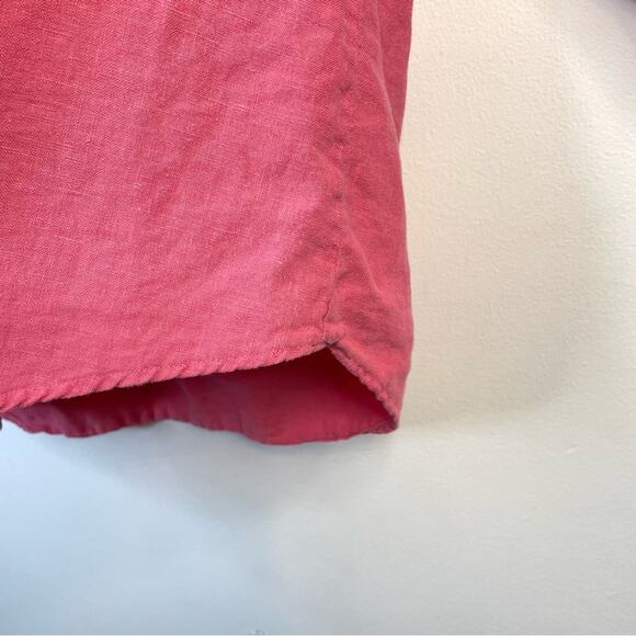 Cut Loose Heavy Weight Pink Linen Button Up Cropped Sleeve Shirt M - Picture 5 of 10